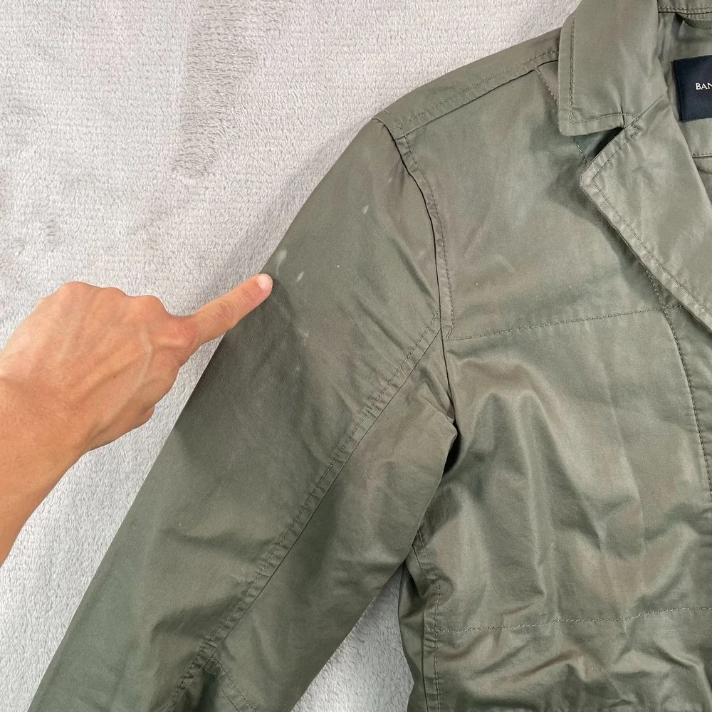 Banana Republic Olive Blazer‎ Jacket Men XS Seaweed Utility Safari Hybrid Zip Up